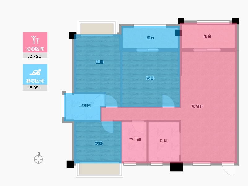 广东省-广州市-富城华庭9栋115㎡04户型-91.99-户型库-动静分区