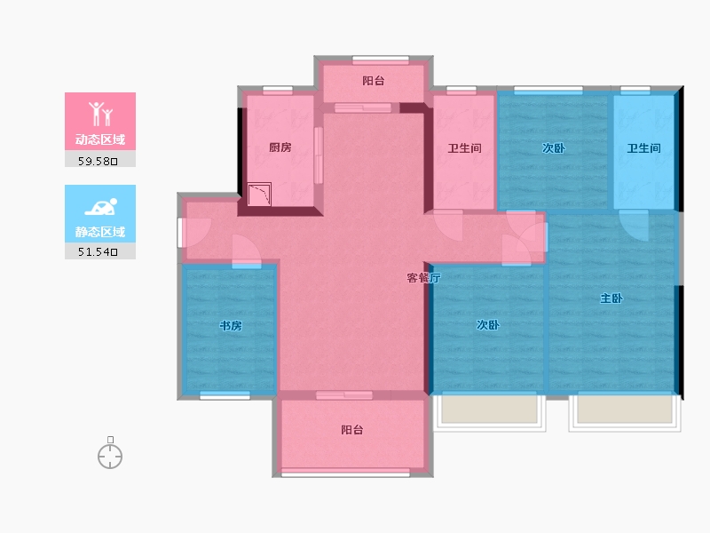 广东省-广州市-招商臻园2号楼,4栋,1栋127㎡户型-99.21-户型库-动静分区