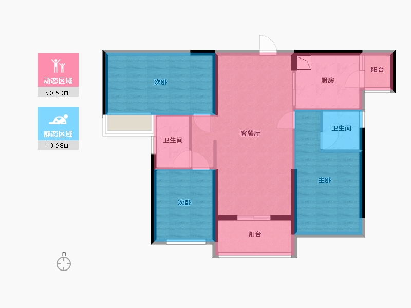 广东省-广州市-招商臻园6栋7栋107㎡户型-81.40-户型库-动静分区