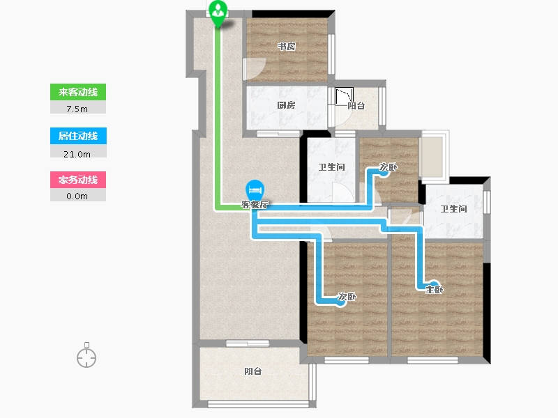 广东省-广州市-招商臻园2号楼,4栋,1栋118㎡户型-93.26-户型库-动静线