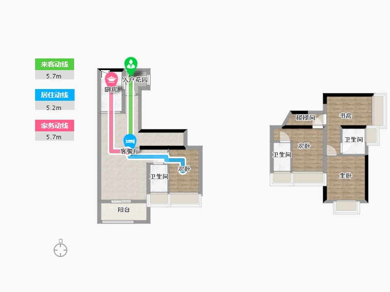 广东省-广州市-中国铁建花语岭南04B户型110m²-87.33-户型库-动静线