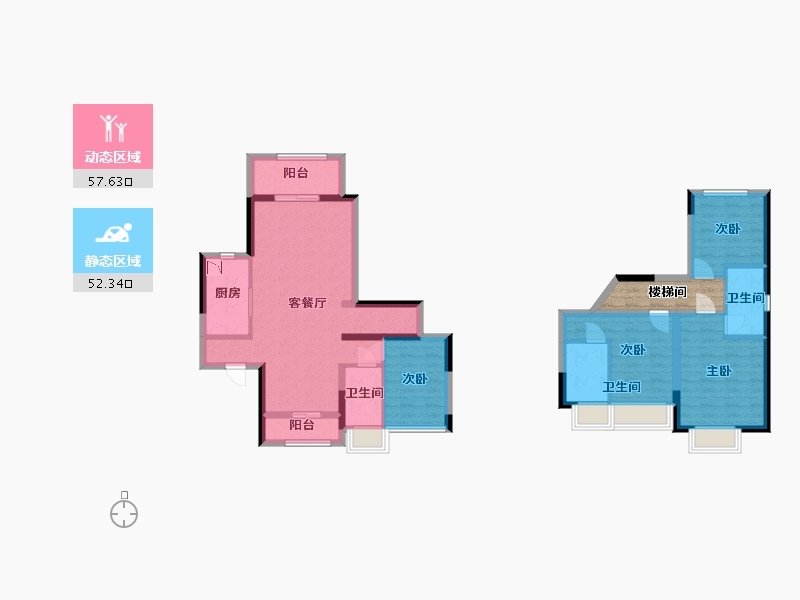 广东省-广州市-中国铁建花语岭南01B户型128m²-101.67-户型库-动静分区