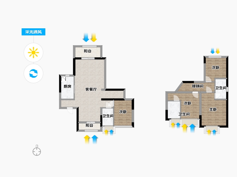 广东省-广州市-中国铁建花语岭南01B户型128m²-101.67-户型库-采光通风