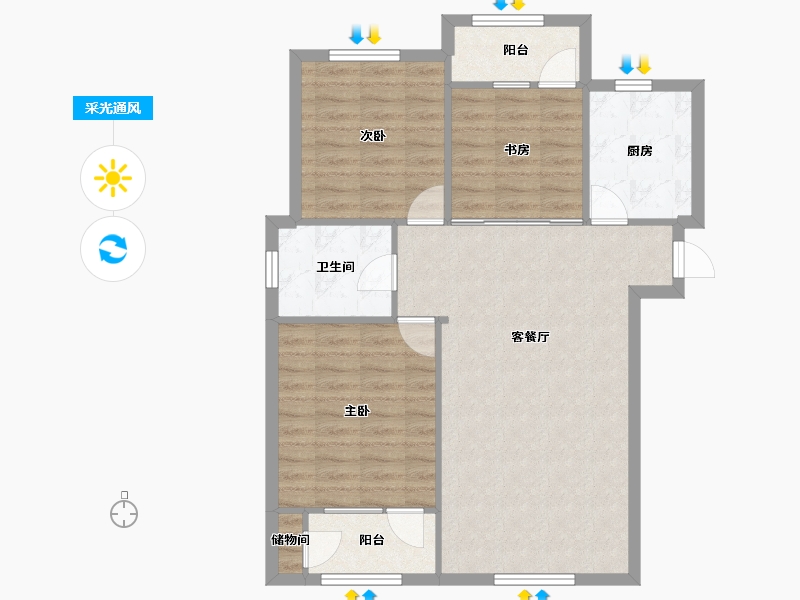 天津-天津市-盛景华府21号楼建面124m²-84.78-户型库-采光通风