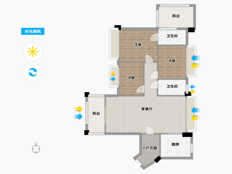 广东省-广州市-富城华庭9栋129㎡02户型-102.59-户型库-采光通风