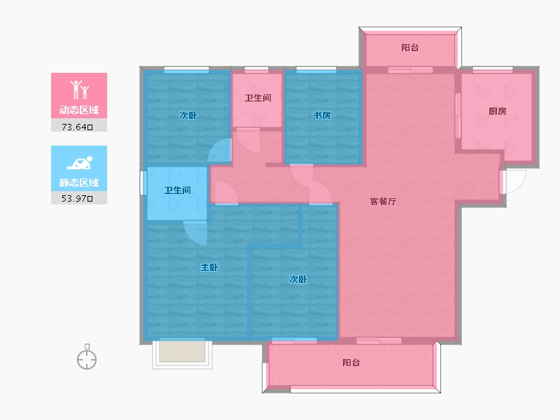 湖南省-长沙市-世茂璀璨天城5栋,9栋建面145m²-116.00-户型库-动静分区