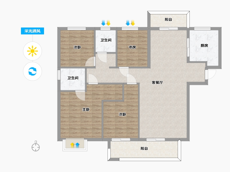 湖南省-长沙市-世茂璀璨天城5栋,9栋建面145m²-116.00-户型库-采光通风