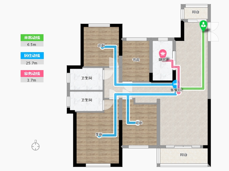 湖南省-长沙市-绿地长沙城际空间站8栋,9栋建面141m²-98.09-户型库-动静线