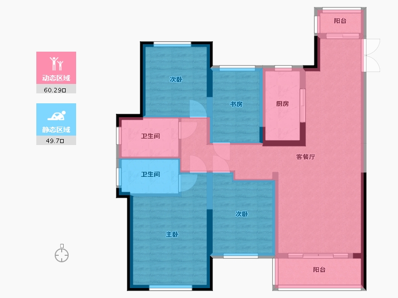 湖南省-长沙市-绿地长沙城际空间站8栋,9栋建面141m²-98.09-户型库-动静分区