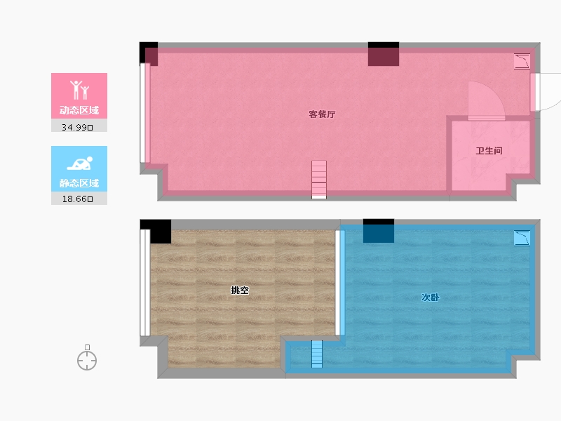 湖南省-长沙市-环亚高铁芯城5号楼建面59m²-61.44-户型库-动静分区