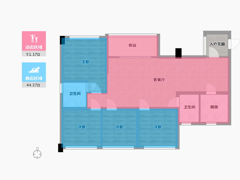 四川省-成都市-源滩国际社区A户型103m²-88.32-户型库-动静分区