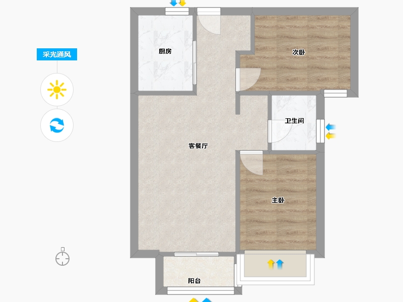 福建省-厦门市-保利天汇　56m²-44.80-户型库-采光通风