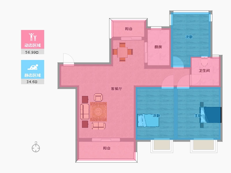 重庆-重庆市-中金泓府GC4户型套内81m²-80.99-户型库-动静分区