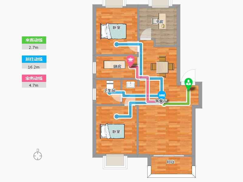 重庆-重庆市-中金泓府GC1户型套内71m²-71.00-户型库-动静线