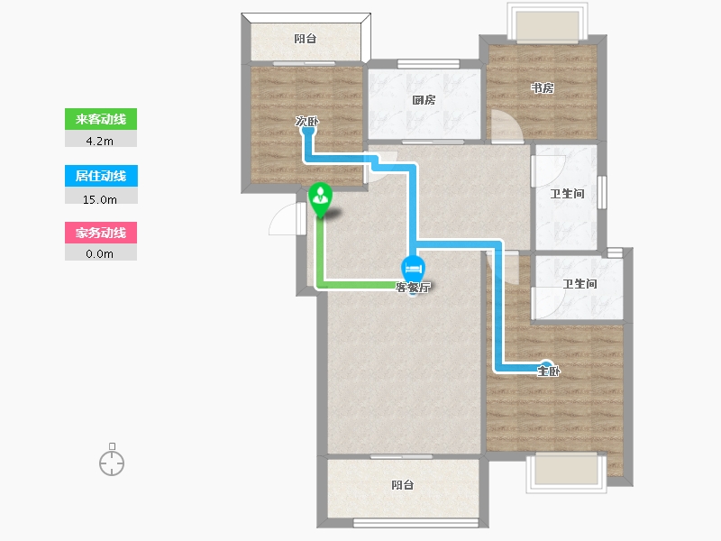 湖南省-长沙市-世茂璀璨天城建面C户型116m²-92.80-户型库-动静线