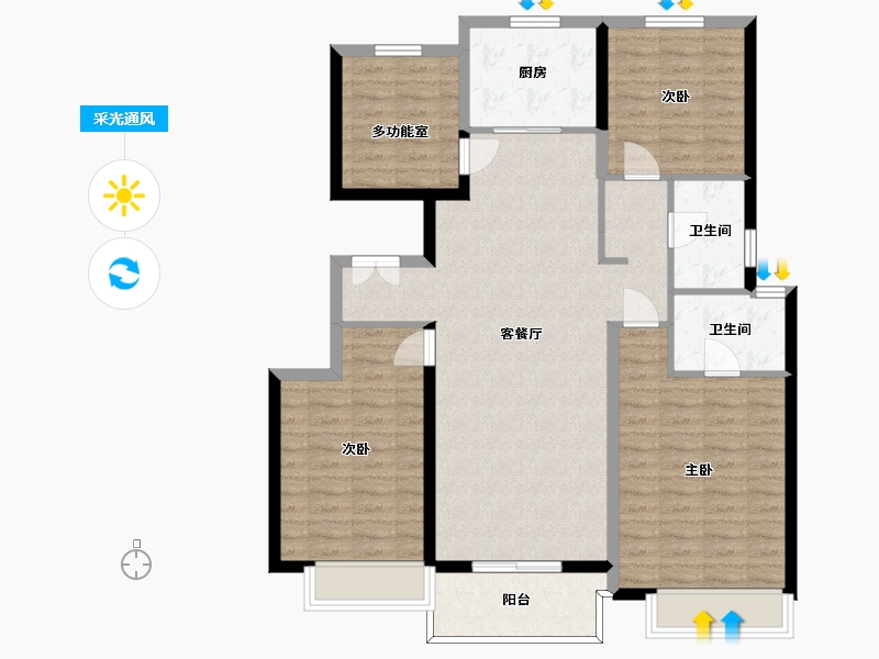 河南省-郑州市-亚新溱水府135㎡-110.58-户型库-采光通风