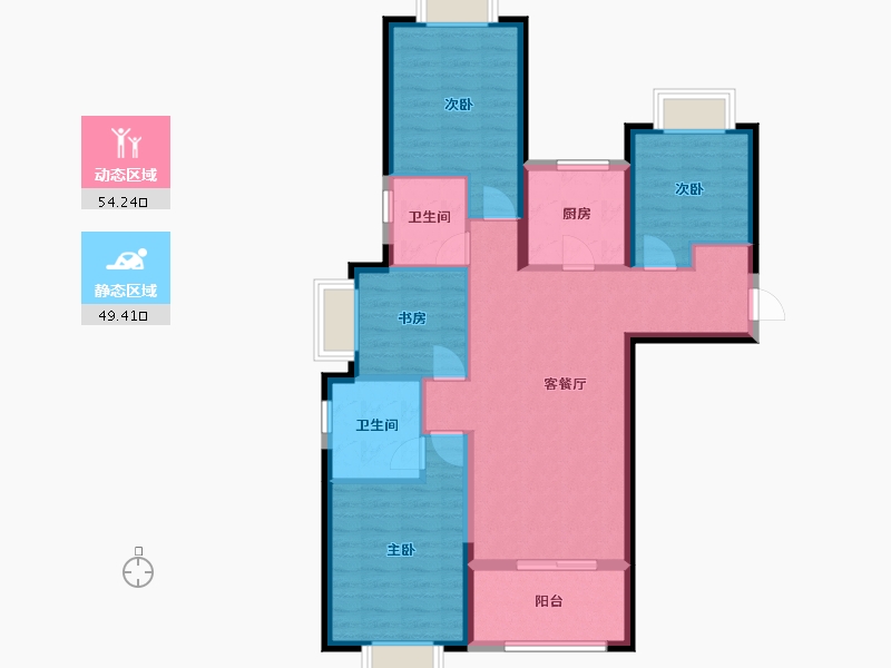 福建省-厦门市-世茂御海墅D1户型116m²-92.80-户型库-动静分区