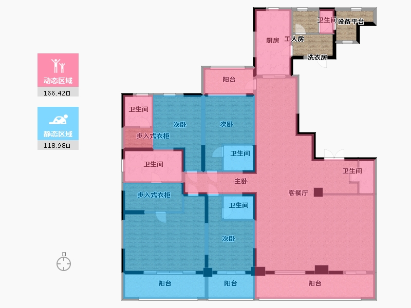 河南省-郑州市-瀚海观象5号楼A户型340m²-270.85-户型库-动静分区