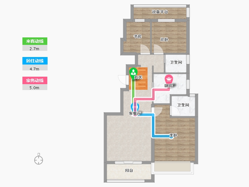 浙江省-杭州市-荣安招商祥宸府2号楼,5号楼90m²-72.26-户型库-动静线