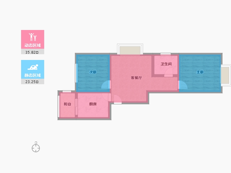 天津-天津市-瑜芳园6号楼建面78m²-51.59-户型库-动静分区