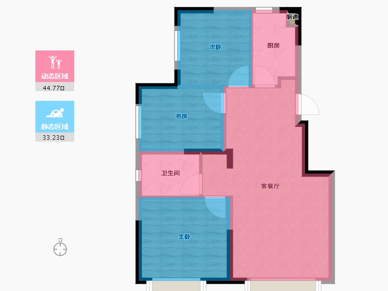 天津-天津市-天安象屿智慧城-都城54号楼,55号楼,41号楼,51号楼,40号楼建面88m²-70.28-户型库-动静分区