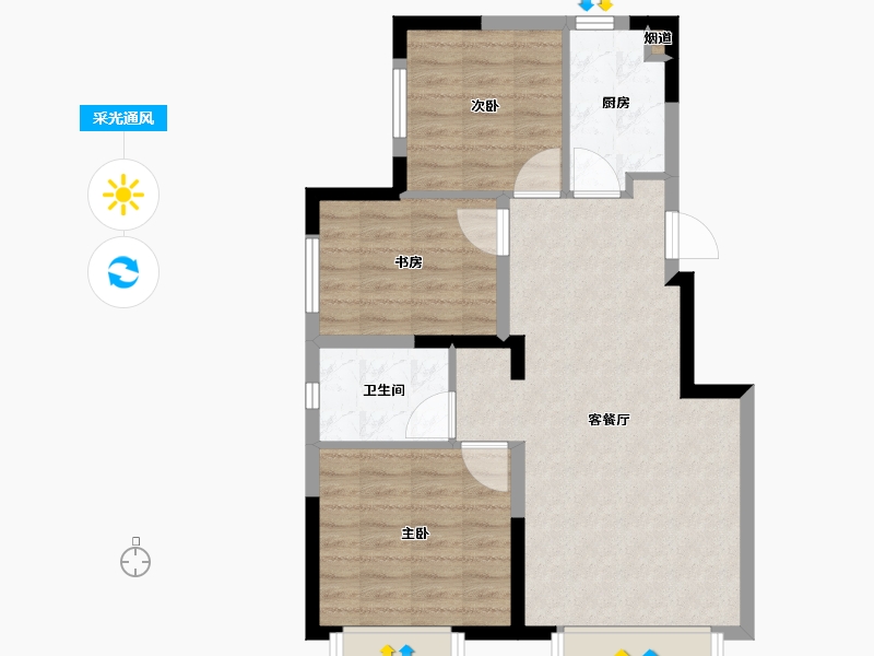 天津-天津市-天安象屿智慧城-都城54号楼,55号楼,41号楼,51号楼,40号楼建面88m²-70.28-户型库-采光通风