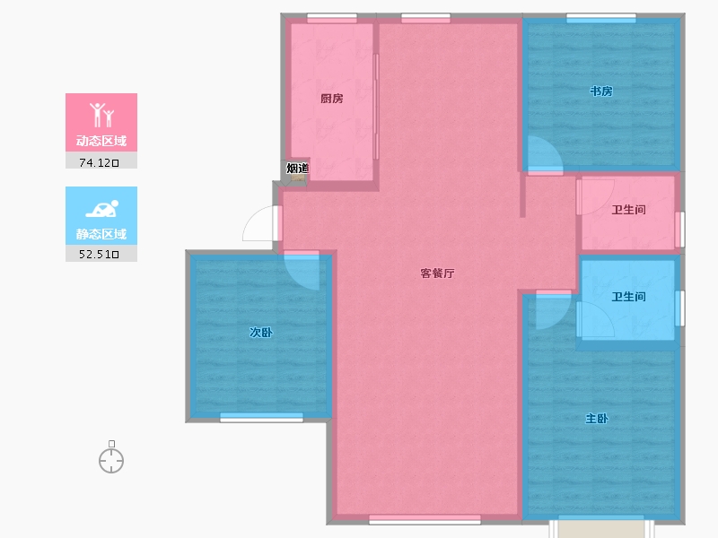 天津-天津市-天安象屿智慧城-都城6号楼,建面144m²-115.09-户型库-动静分区