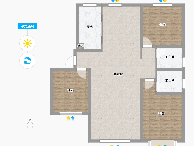 天津-天津市-天安象屿智慧城-都城6号楼,建面144m²-115.09-户型库-采光通风