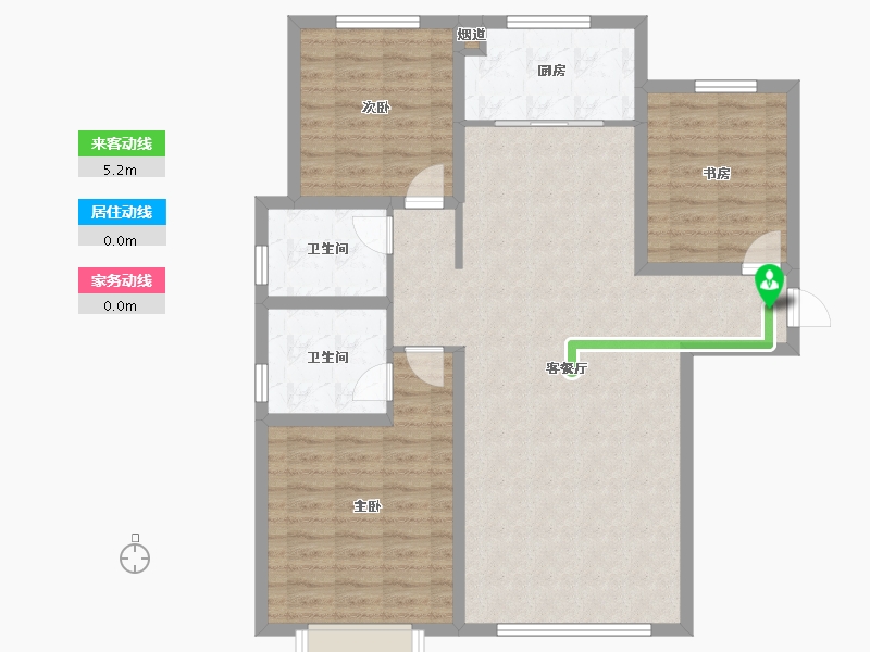 天津-天津市-天安象屿智慧城-都城6号楼,建面128m²-102.30-户型库-动静线