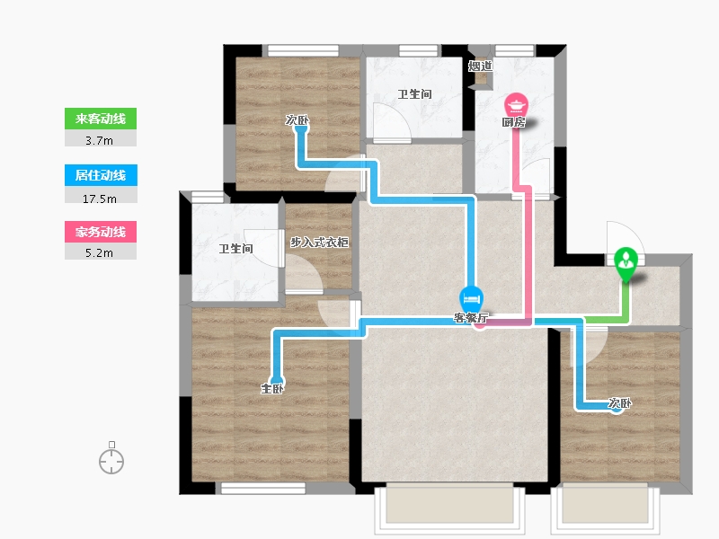 天津-天津市-天安象屿智慧城-都城49号楼建面100m²-70.53-户型库-动静线