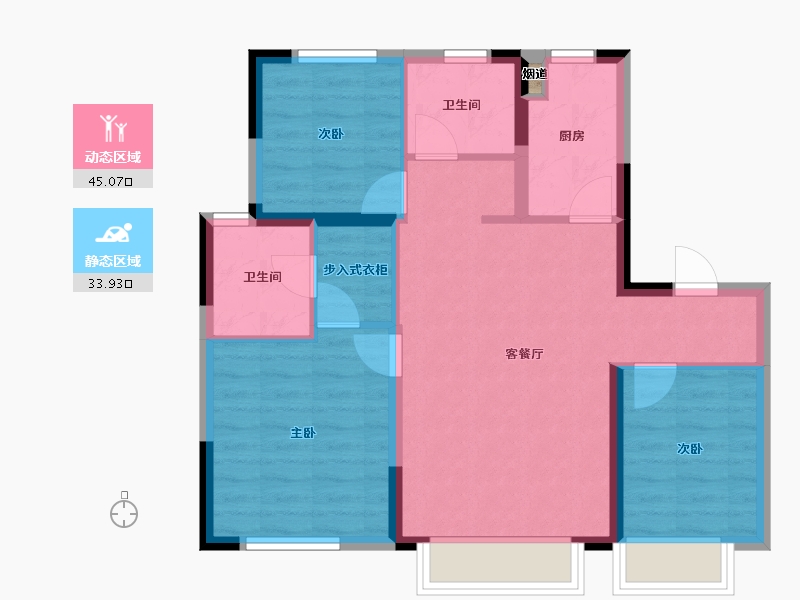 天津-天津市-天安象屿智慧城-都城49号楼建面100m²-70.53-户型库-动静分区