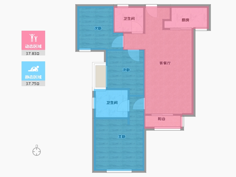 福建省-厦门市-中海世茂府1,2,3,5,7,8,9号楼85m²-68.00-户型库-动静分区