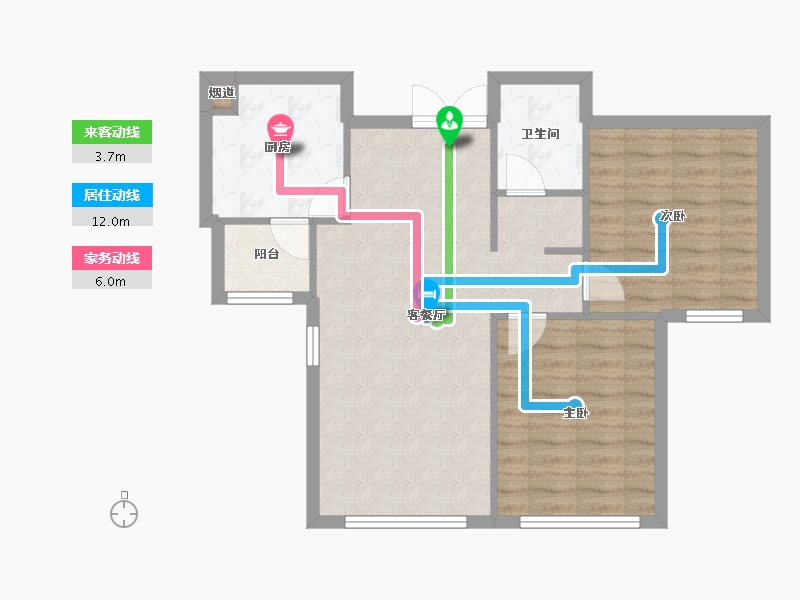 天津-天津市-首创天阅海河5号楼建面104m²-68.76-户型库-动静线