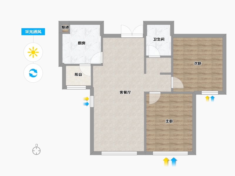 天津-天津市-首创天阅海河5号楼建面104m²-68.76-户型库-采光通风