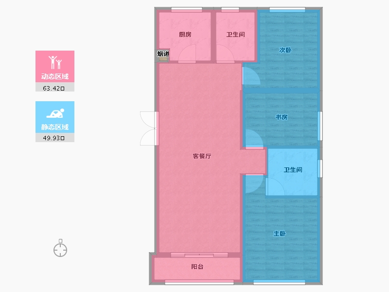 天津-天津市-首创天阅海河5号楼建面129m²-103.08-户型库-动静分区