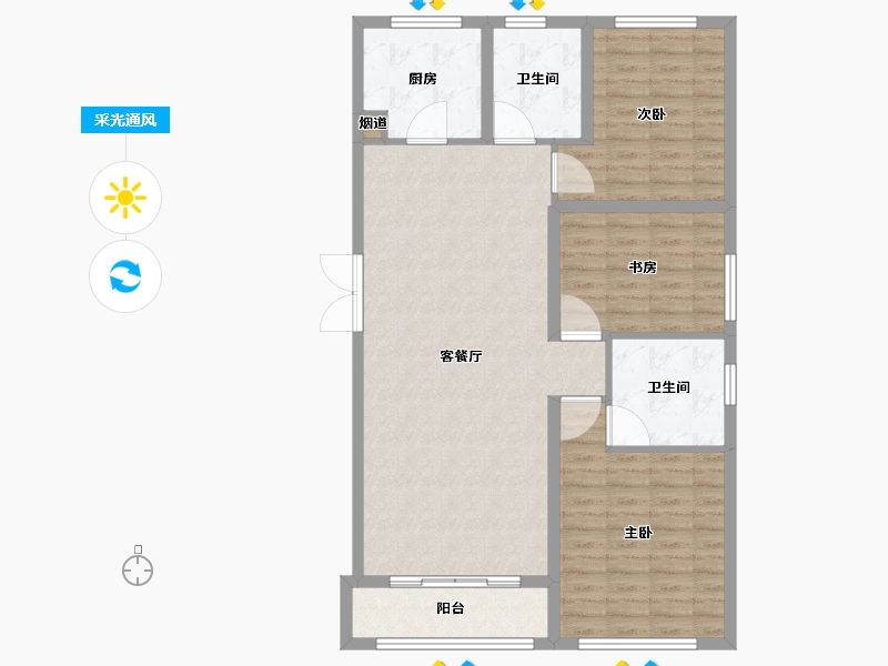 天津-天津市-首创天阅海河5号楼建面129m²-103.08-户型库-采光通风