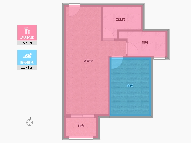 天津-天津市-中交上东湾上东花苑8号楼,上东花苑9号楼建面66m²-45.35-户型库-动静分区