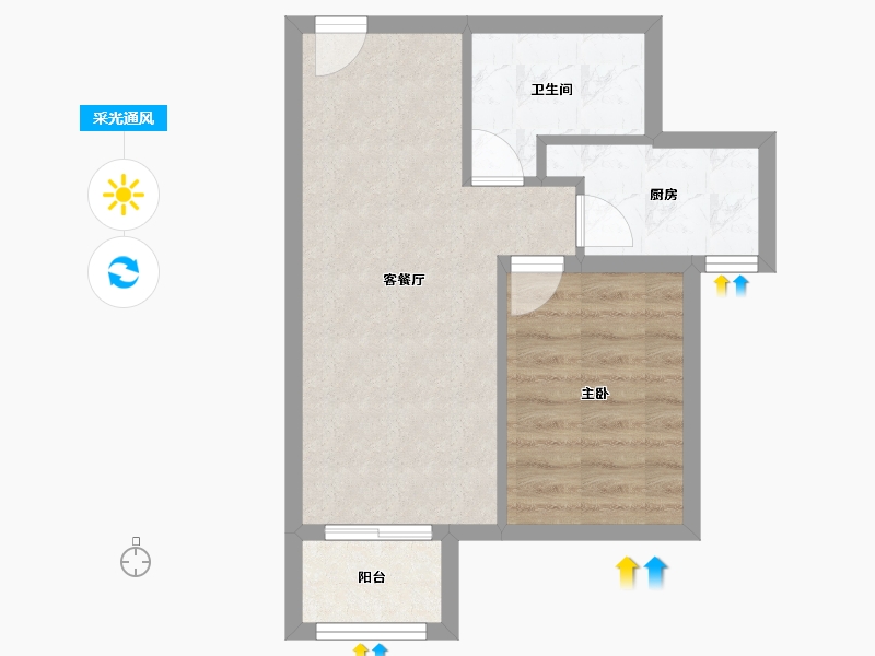 天津-天津市-中交上东湾上东花苑8号楼,上东花苑9号楼建面66m²-45.35-户型库-采光通风