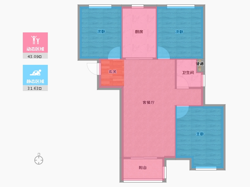 河南省-郑州市-万科溪望1号楼95m²-67.98-户型库-动静分区