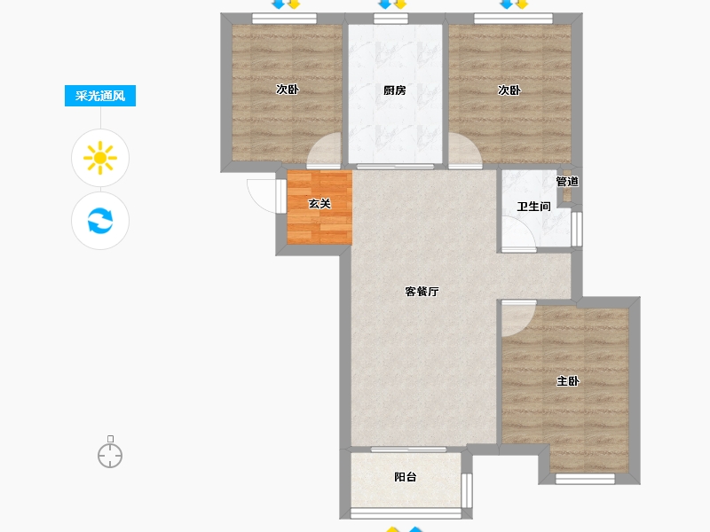 河南省-郑州市-万科溪望1号楼95m²-67.98-户型库-采光通风