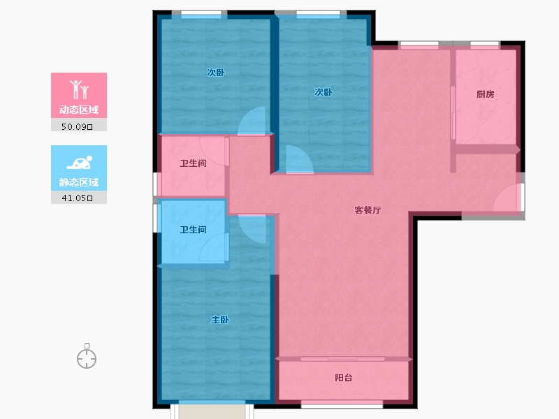 天津-天津市-世茂鼓浪水镇月沙湾26号楼鼓浪湾71号楼建面120m²-81.65-户型库-动静分区