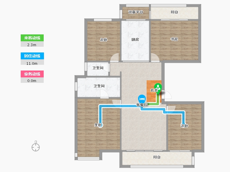 河南省-郑州市-万科溪望9号楼,10号楼,11号楼143m²-126.61-户型库-动静线