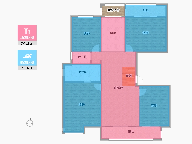 河南省-郑州市-万科溪望9号楼,10号楼,11号楼143m²-126.61-户型库-动静分区