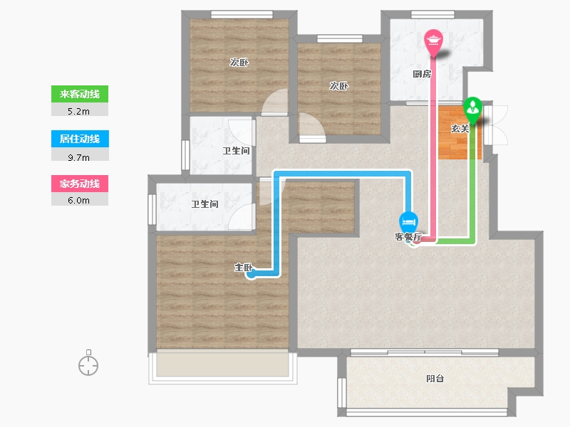 河南省-郑州市-永丰乐境洋房A户型127m²-101.59-户型库-动静线