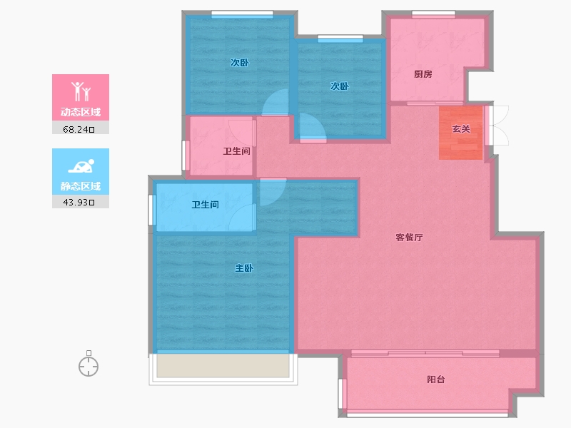 河南省-郑州市-永丰乐境洋房A户型127m²-101.59-户型库-动静分区