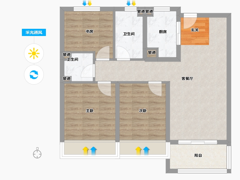 河南省-郑州市-融信江湾城三期14,三期15,三期16,三期8,三期10,三期12-72.00-户型库-采光通风