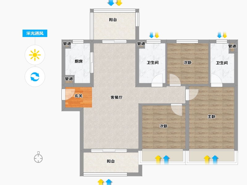 河南省-郑州市-融信江湾城三期14,三期15,三期16,三期8,三期10,三期12-88.00-户型库-采光通风