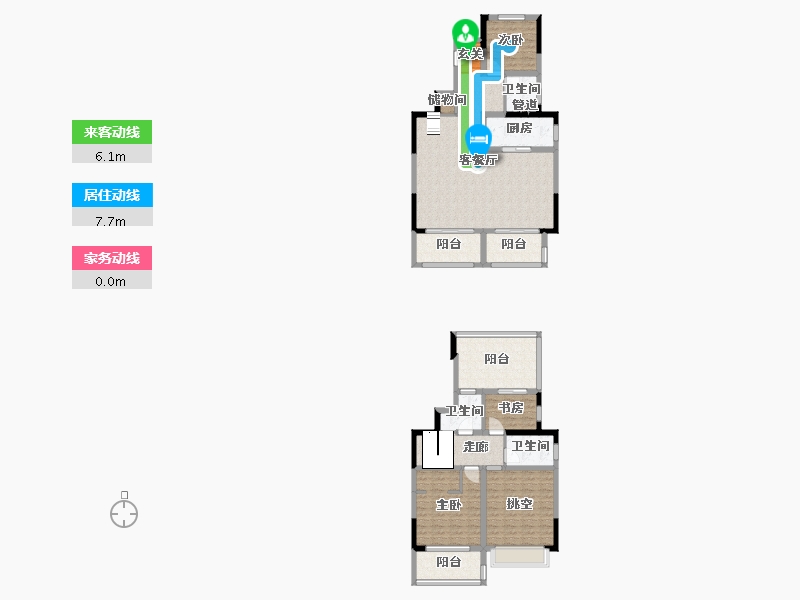 河南省-郑州市-金辉滨河云著3号楼149m²-133.11-户型库-动静线