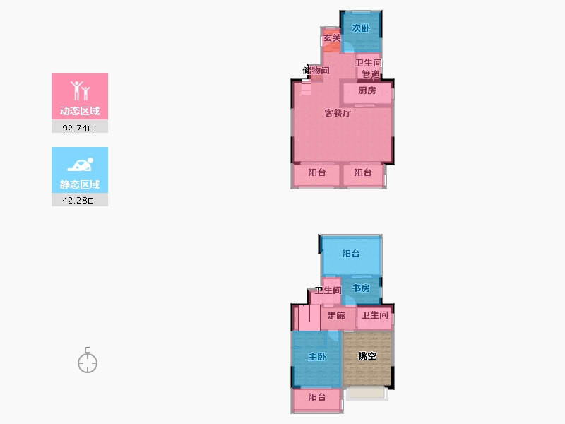 河南省-郑州市-金辉滨河云著3号楼149m²-133.11-户型库-动静分区