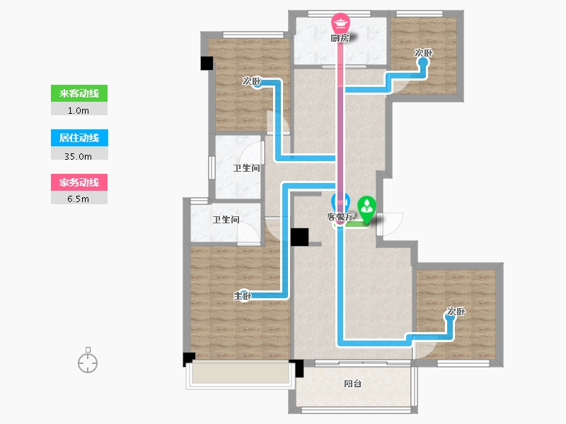 福建省-厦门市-建发玺樾2-1,6　131m²-104.30-户型库-动静线